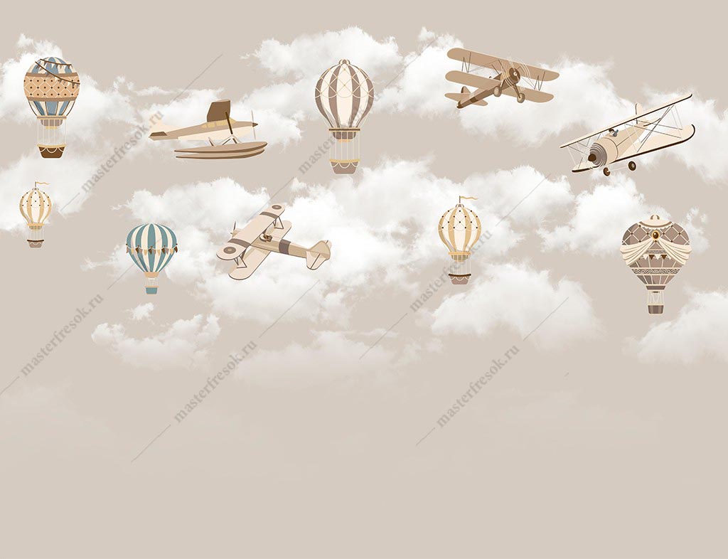 Фотообои Воздушные шары в облаках