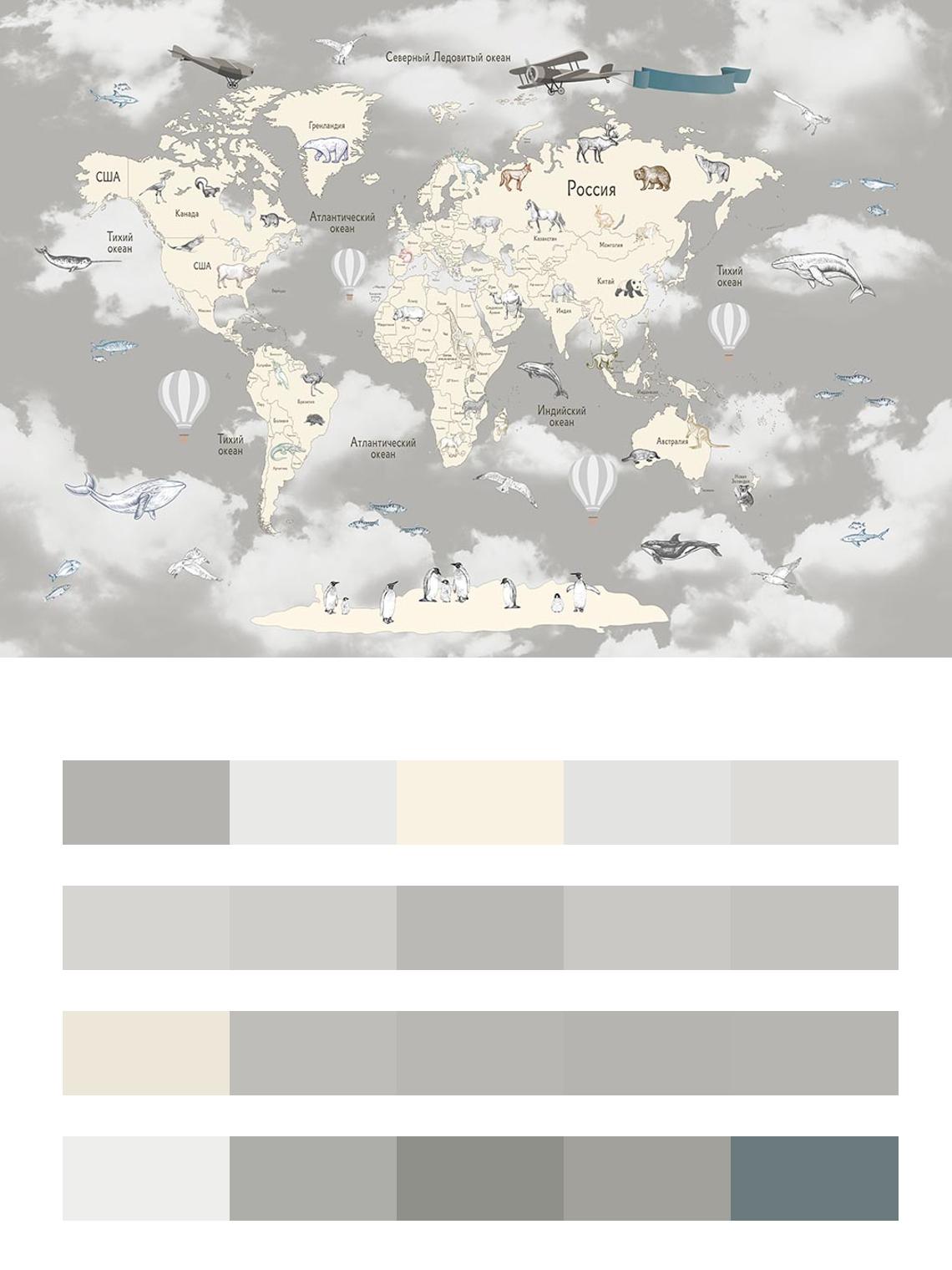 Белая карта с названиями стран цвета