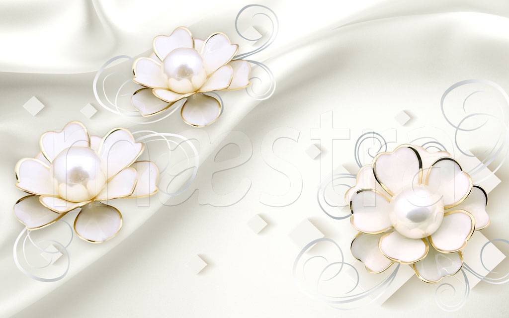 Фотообои Стереоскопические цветы белые